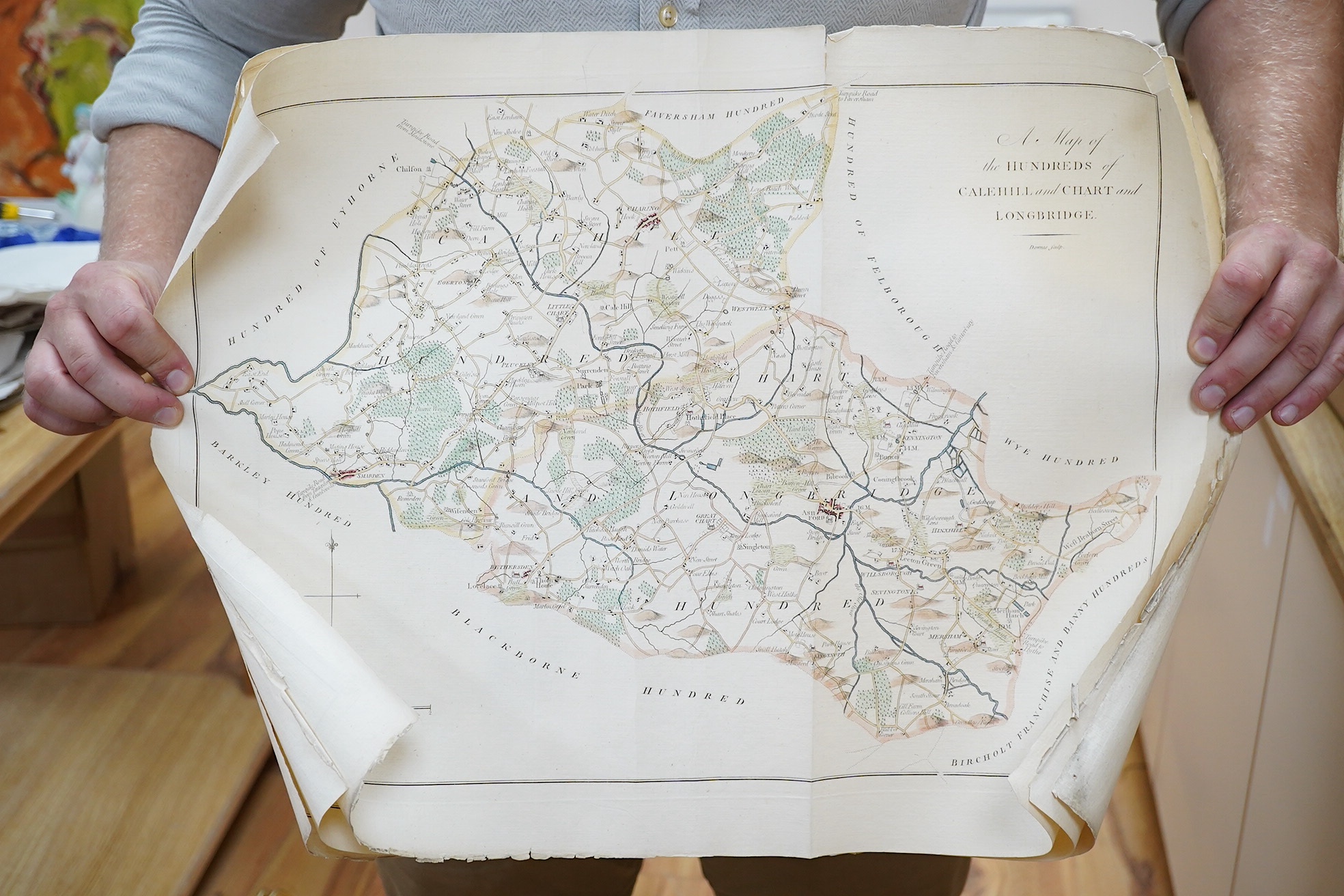 Kent interest: three mid to late 18th century maps of Hundreds of Kent, Downes sculp. Condition - fair to good